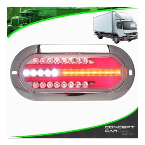 PLAFON OVALADO 21 LED BISEL CROMO TRICOLOR 5 FUNCIONES