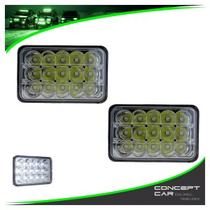 2 Faros Unidad Cuadrada Rectangular 15 Leds 4x6 Alta/baja