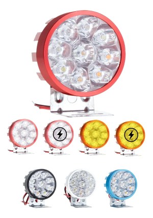 FARO 9 LED REDONDO BICOLOR BLANCO AMBAR AUXILIAR AUTO MOTO