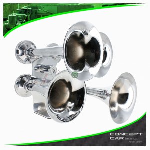 KIT CORNETAS METALICAS CUADRUPLE TONO TREN CROMADAS TRAILER
