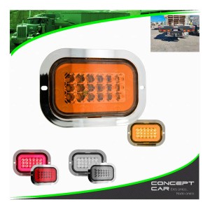 PLAFON RECTANGULAR 18 LED ARILLO GEL BISEL CROMADO 12-24V